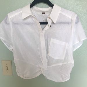 Free People linen crop top